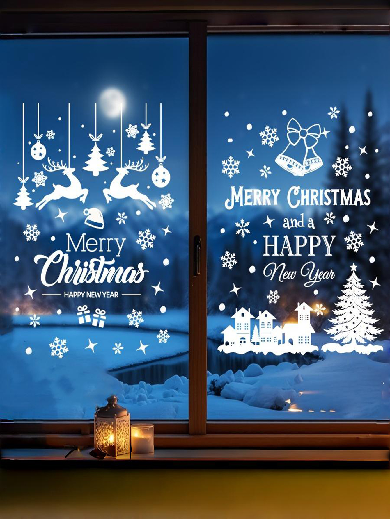 Christmas Snowflake Tree Reindeer Window Stickers